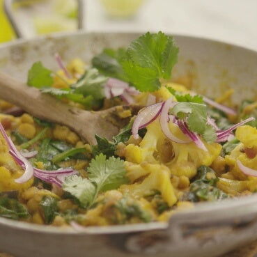 Classic Tarka Daal with Cauliflower, Spinach and Ginger